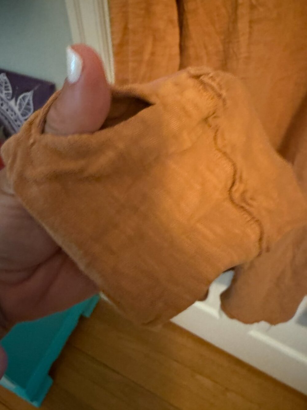 We The Free Free People Tunic Top XL | Orange Rust Long Sleeve Thumbhole Cotton - Picture 2 of 7
